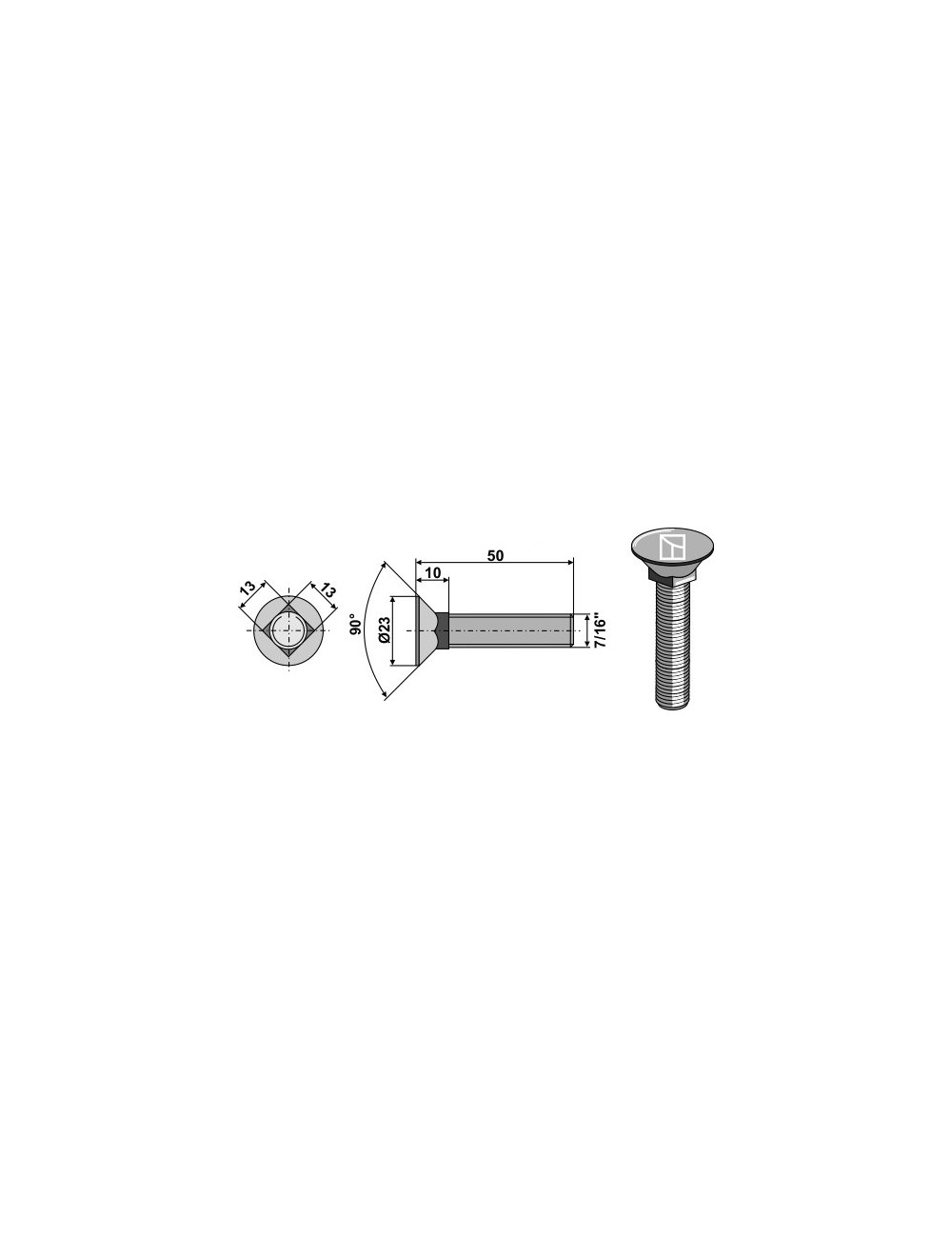 Boulon de charrue 7/16"x50