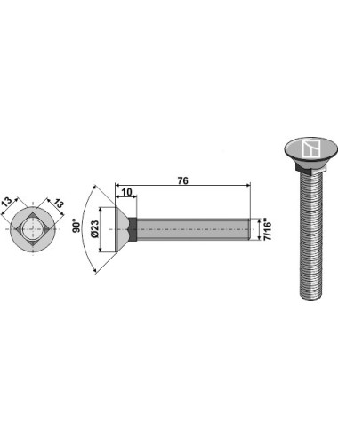 Boulon de charrue 7/16"x76