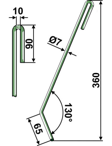 Griffe de semoir, modèle droit