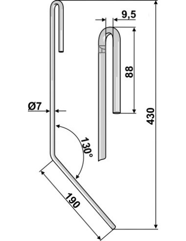 Griffe de semoir, modèle droit