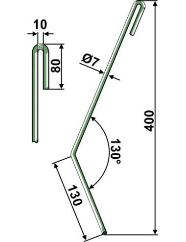 Griffe de semoir, modèle droit