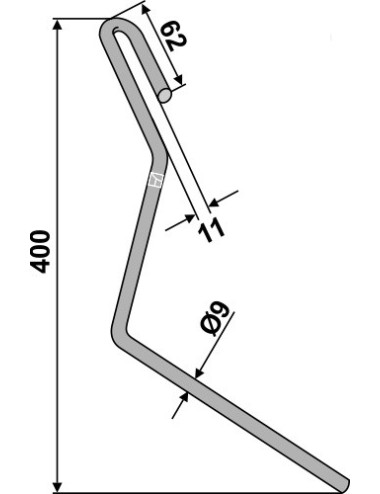 Griffe de semoir, modèle droit