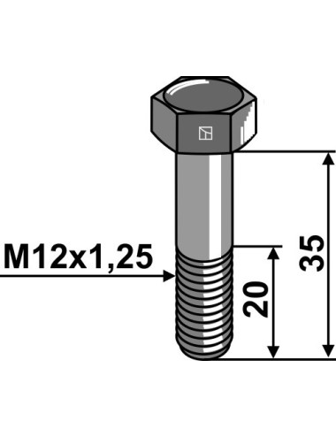 Boulon à tête hexagonale - M12x1,25X35 - 12.9