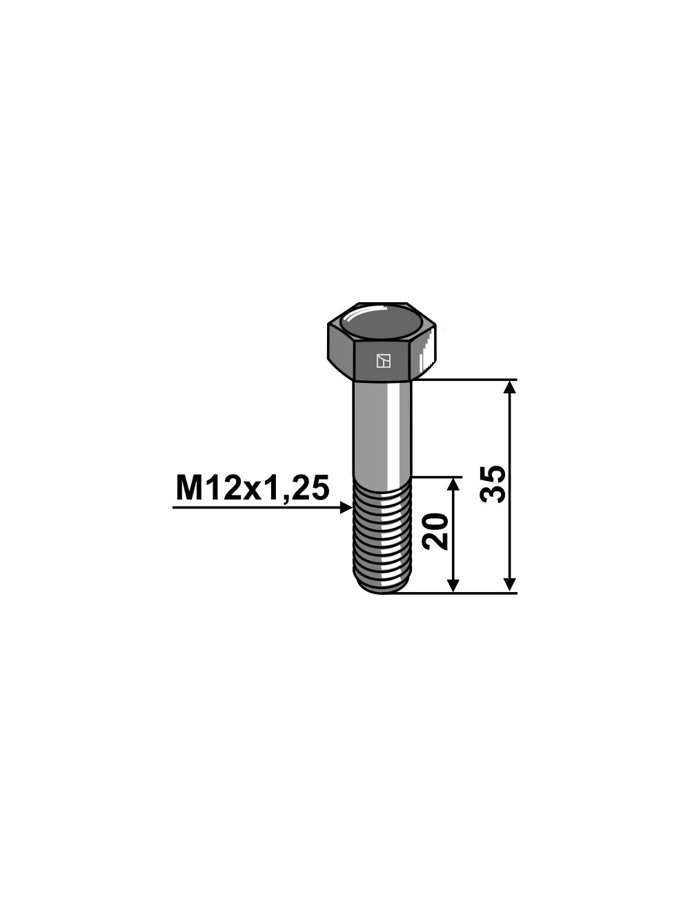 Boulon à tête hexagonale - M12x1,25X35 - 12.9