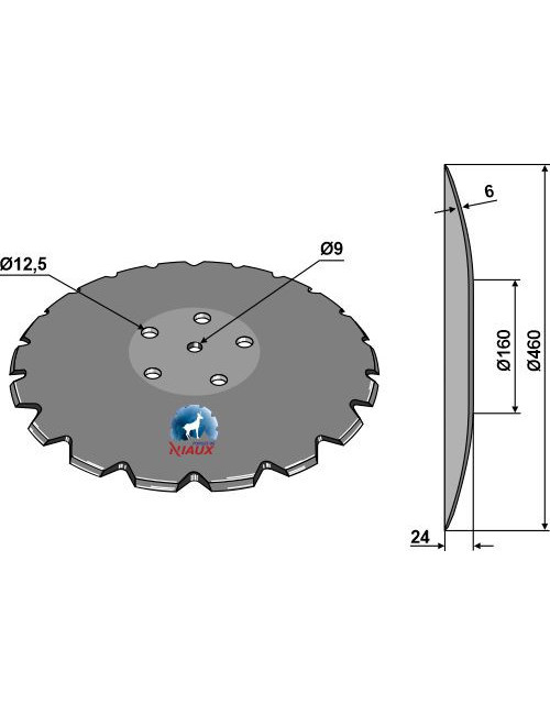 Disque crénelé à fond plat Ø460