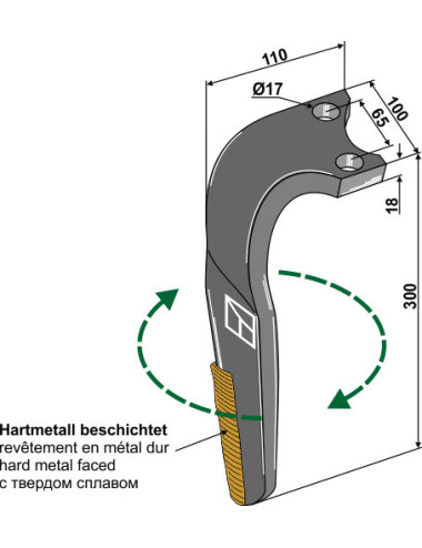 Dent pour herses rotatives,...