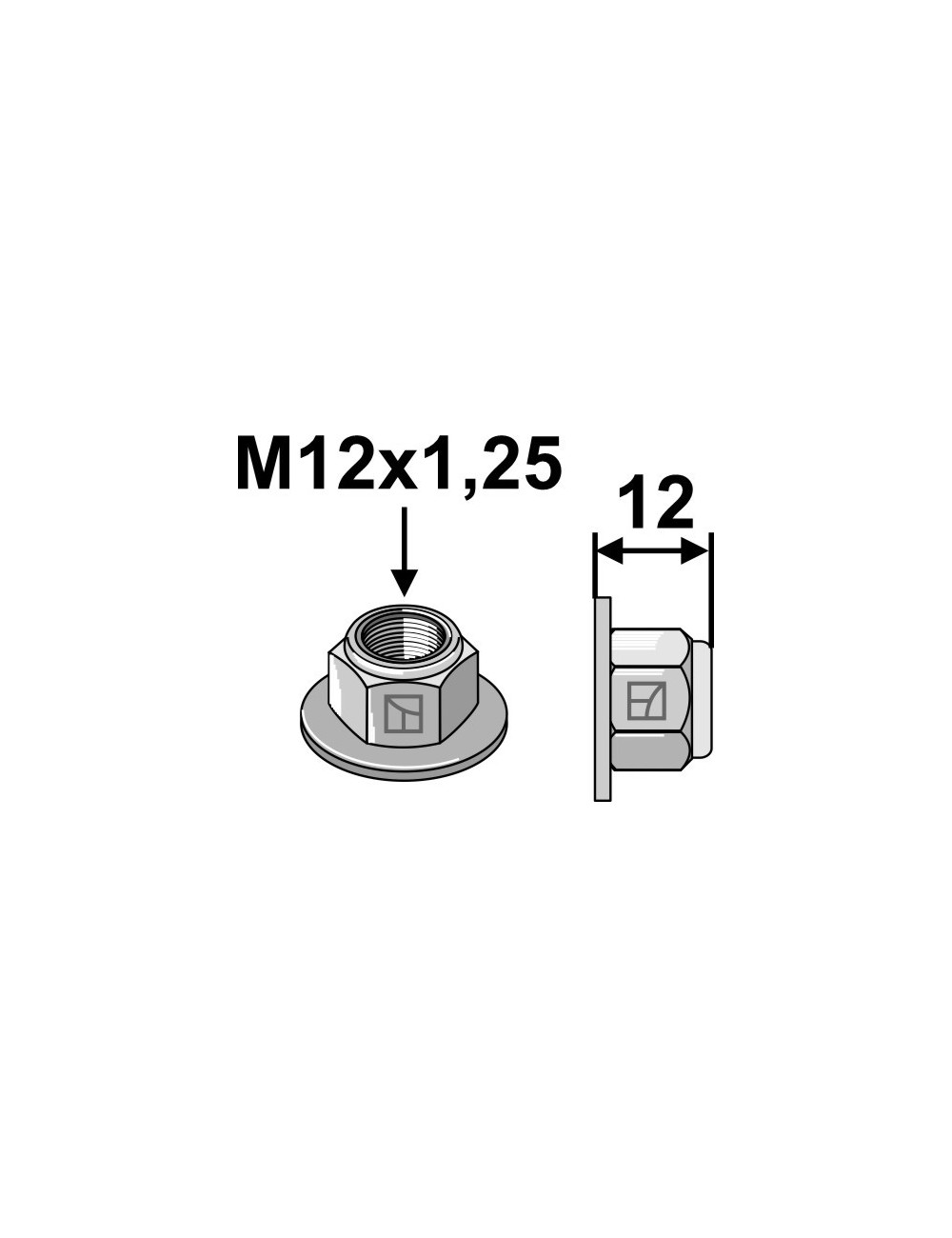 écrou à embase à freinage interne - embouti - M12x1,25 - 8.8