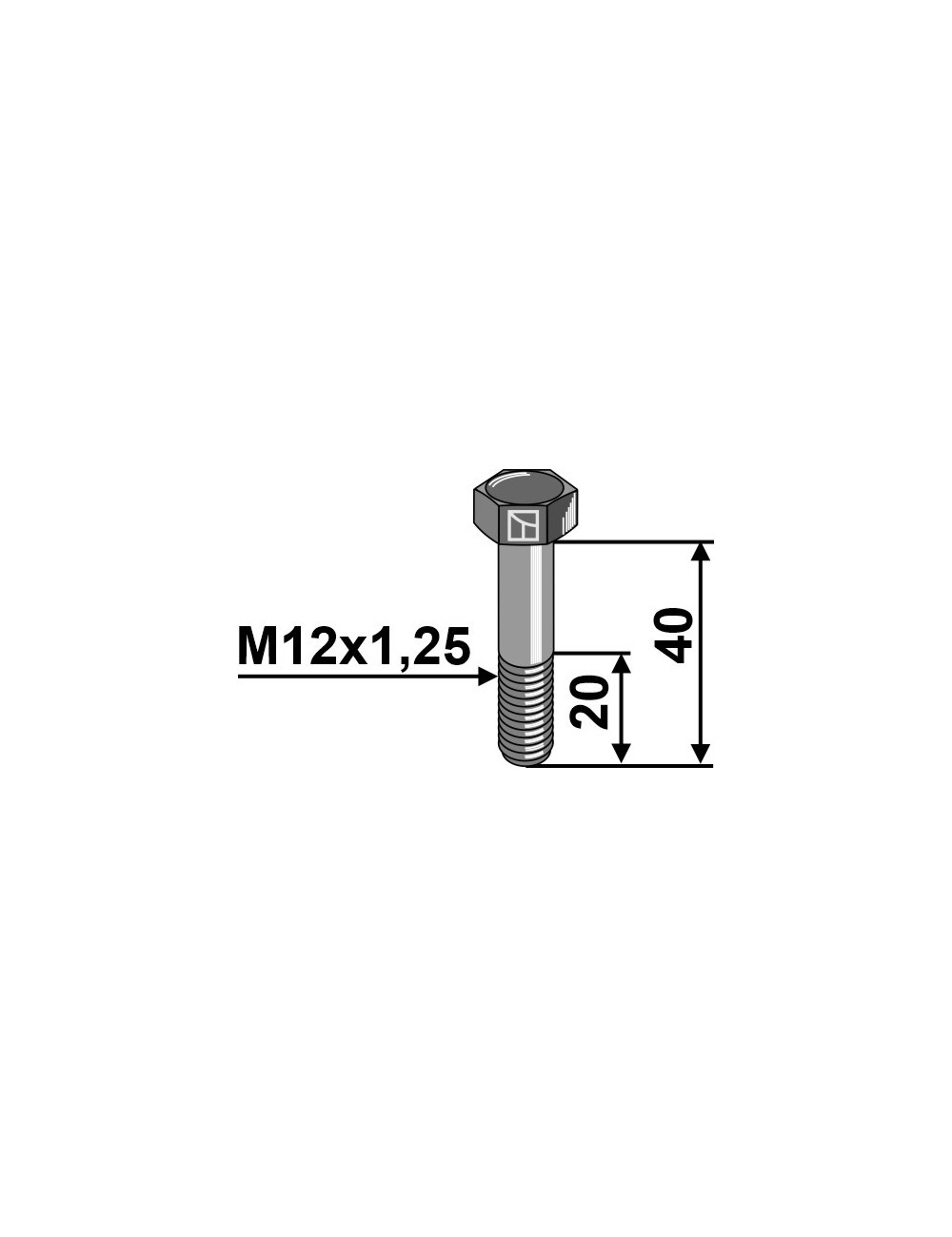 Boulon à tête hexagonale avec filet fin - M12x1,25 - 8.8