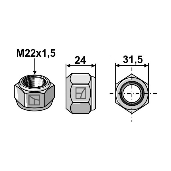 Écrou conique - M22x1,5 - 8.8