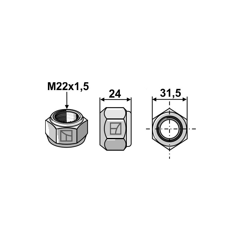Écrou conique - M22x1,5 - 8.8