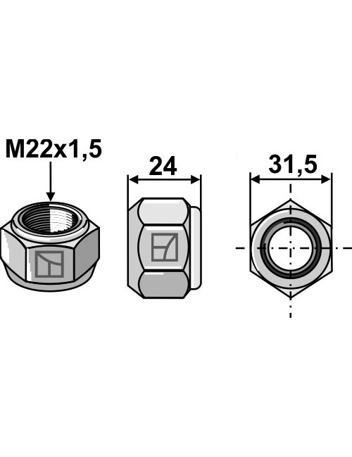 Écrou conique - M22x1,5 - 8.8