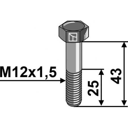 Boulon à tête hexagonale avec filet fin - M12x1,5 - 12.9