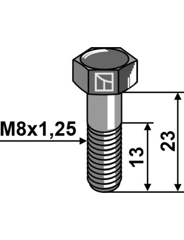 Boulon à tête hexagonale - M8x1,25 - 8.8