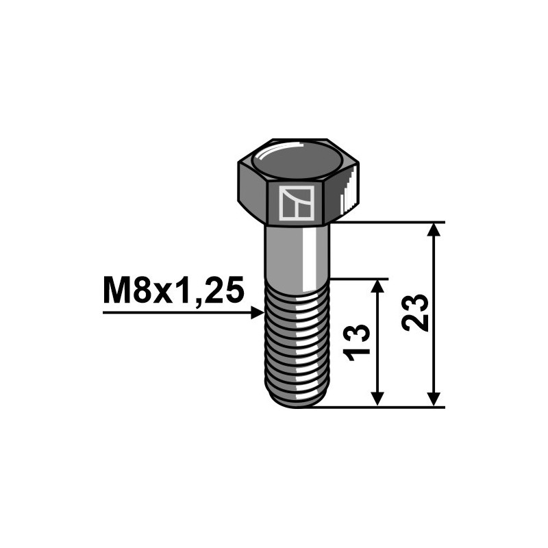 Boulon à tête hexagonale - M8x1,25 - 8.8