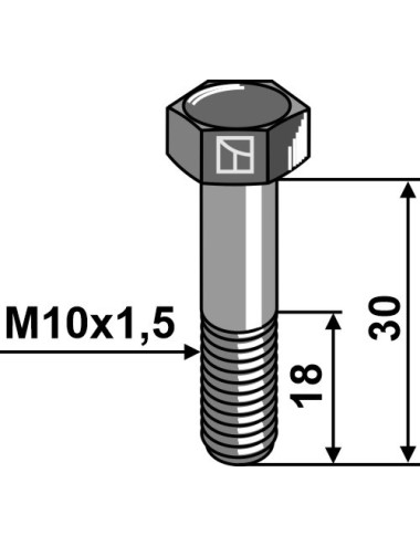Boulon à tête hexagonale - M10x1,5 - 8.8