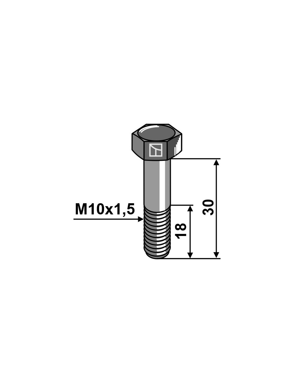 Boulon à tête hexagonale - M10x1,5 - 8.8