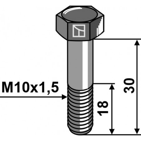 Boulon à tête hexagonale - M10x1,5 - 8.8