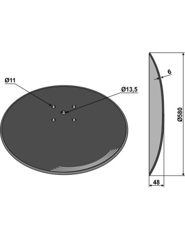 Disque lisse Ø580x6 pour arracheuses de bettaraves