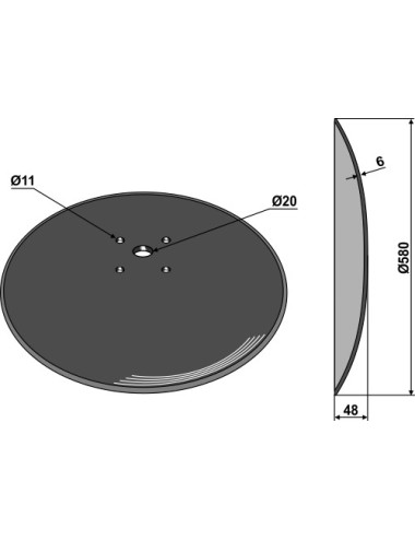 Disque lisse Ø580x6 pour arracheuses de bettaraves