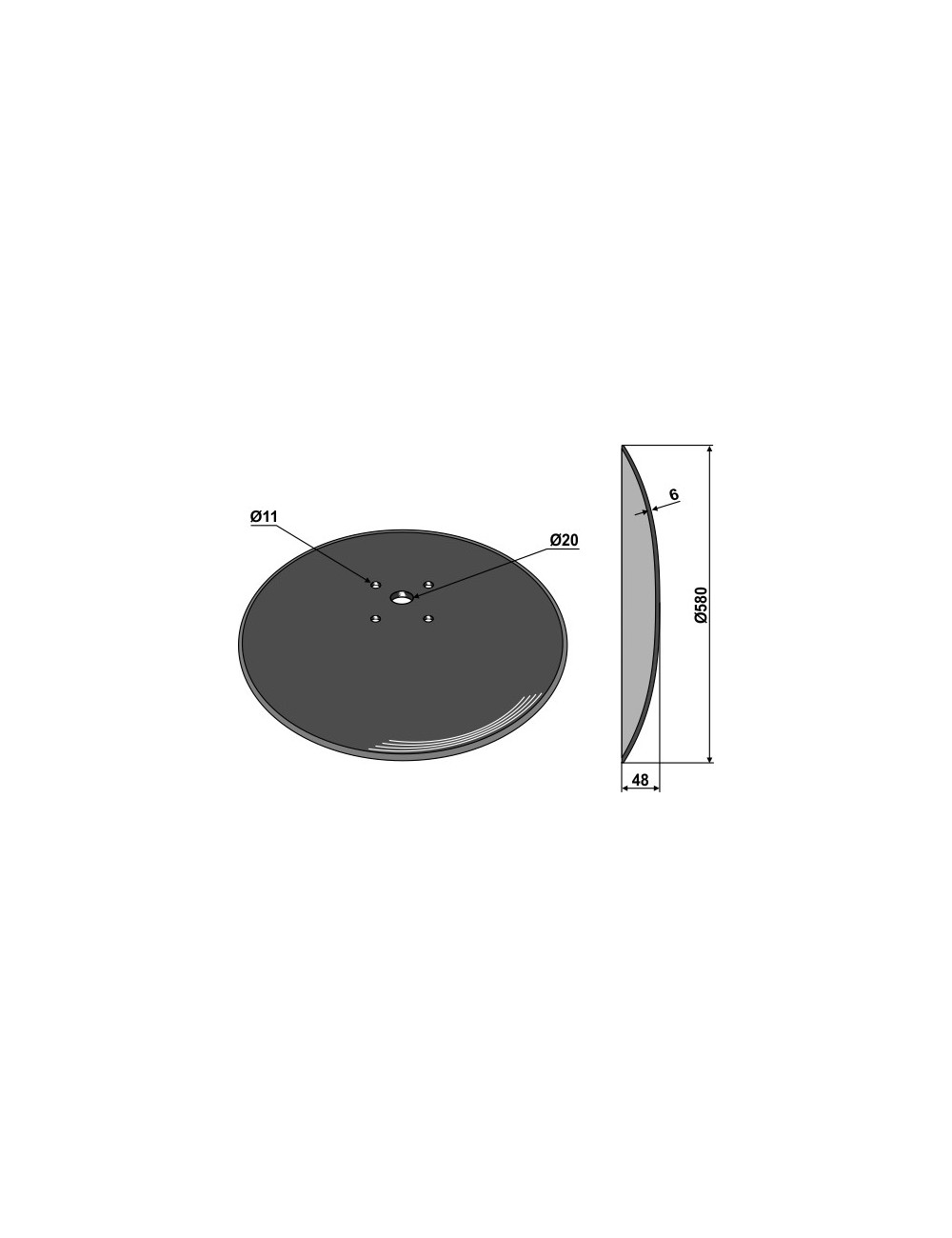 Disque lisse Ø580x6 pour arracheuses de bettaraves