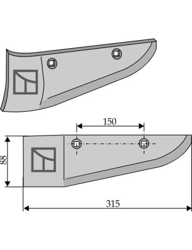 Soc pour arracheuse de betteraves, modèle gauche