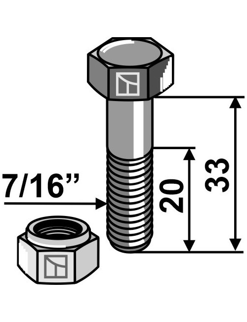 Boulon avec écrou à freinage interne - 7/16''UNF