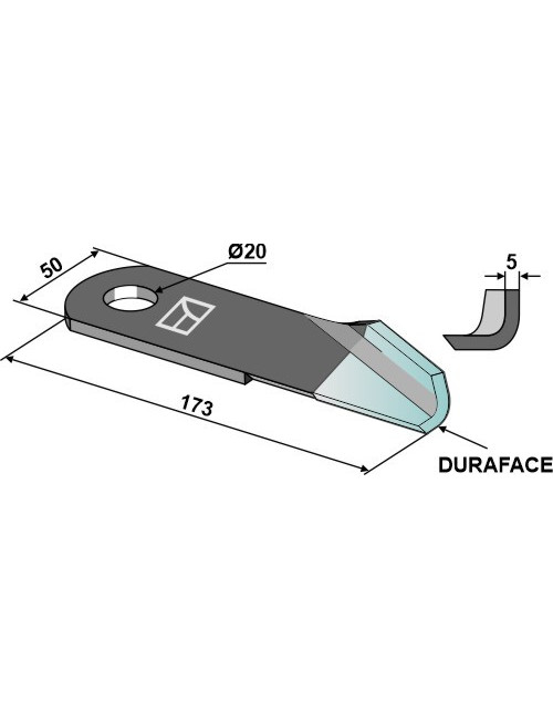 Couteau broyeur de paille droite - DURAFACE