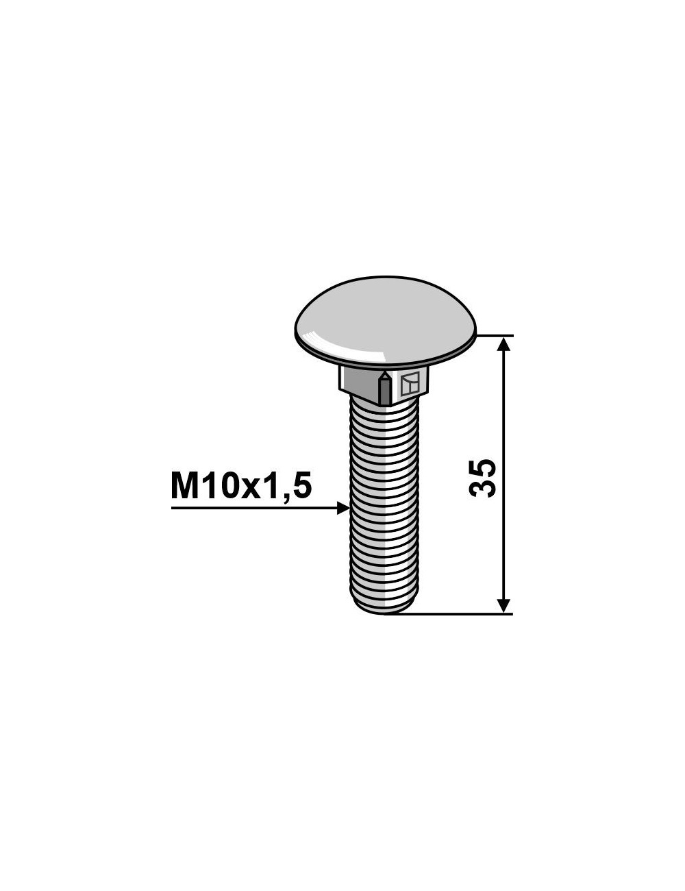 Boulon M10 galvanisé sans écrou