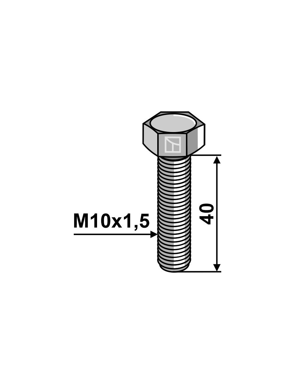 Boulon à tête hexagonale M10 sans écrou