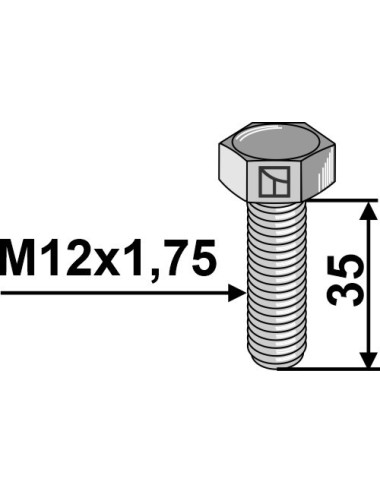 Boulon à tête hexagonale M12 sans écrou