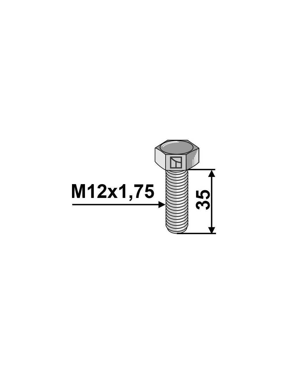 Boulon à tête hexagonale M12 sans écrou