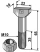 Boulon à tête rectangulaire 10x65 avec écrou à freinage int. 8.8
