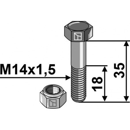 Boulon à tête hexagonale avec filet fin - M14x1,5 - 12.9