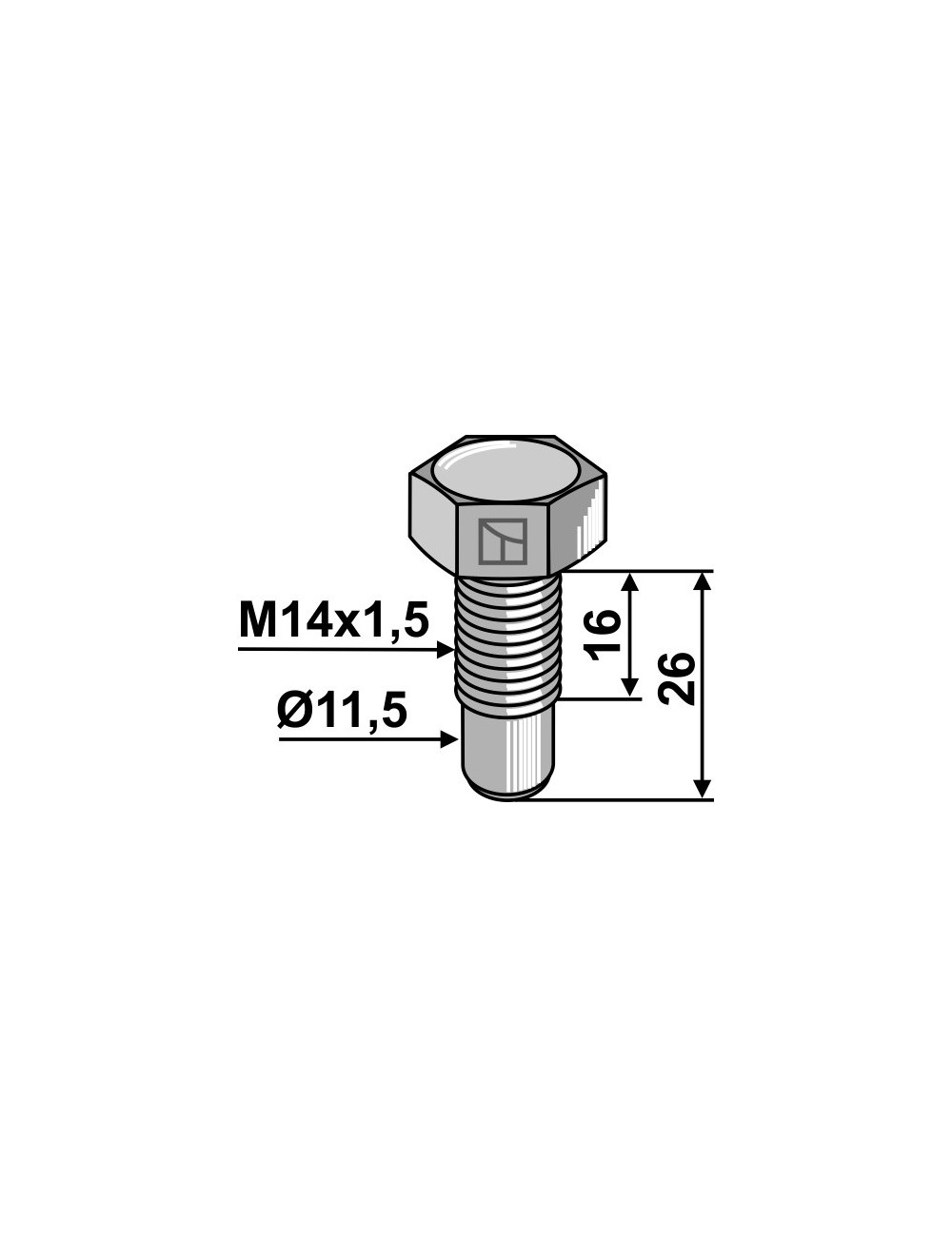 Boulon à tête hexagonale - M14x1,5x26 - 10.9