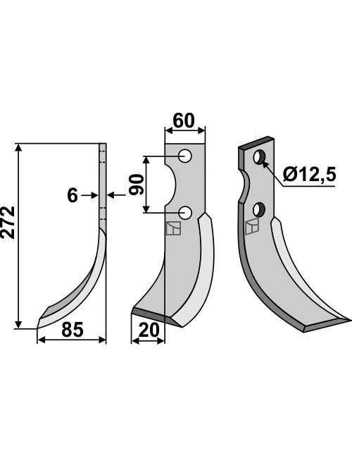 Couteau, modèle gauche