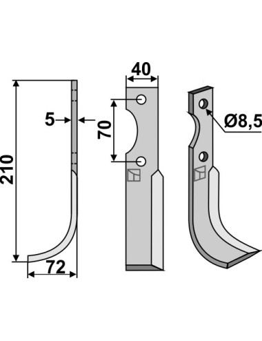 Couteau, modèle gauche