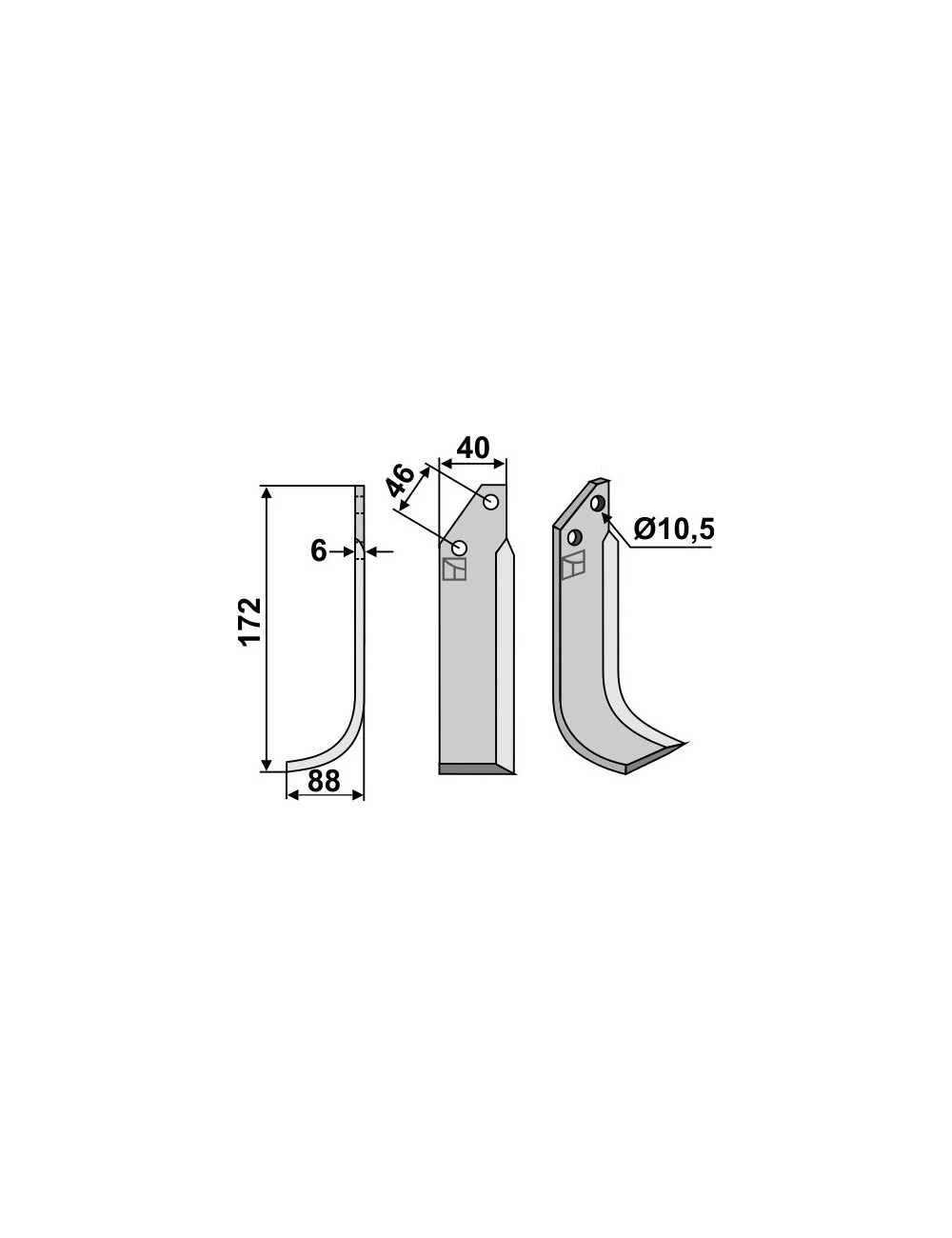 Couteau, modèle gauche