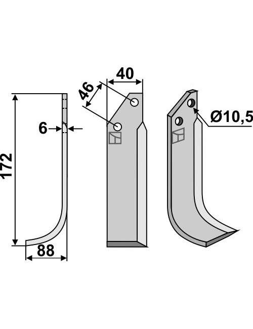 Couteau, modèle gauche