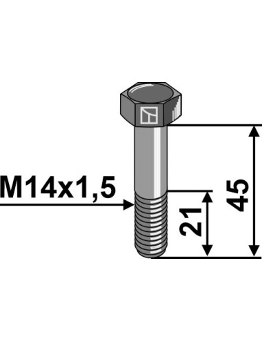 Boulon à tête hexagonale avec filet fin - M14x1,5 - 12.9