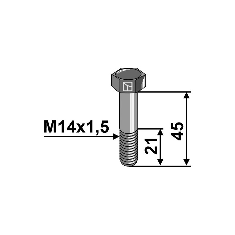 Boulon à tête hexagonale avec filet fin - M14x1,5 - 12.9