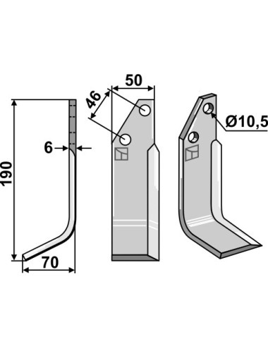 Couteau, modèle gauche