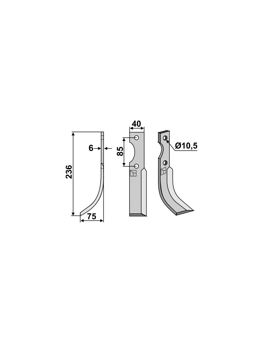 Couteau, modèle gauche