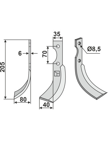 Couteau, modèle gauche