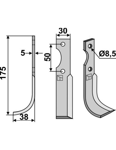 Couteau, modèle gauche