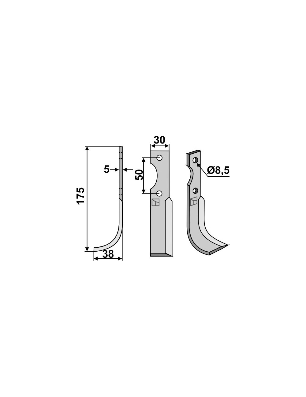 Couteau, modèle gauche