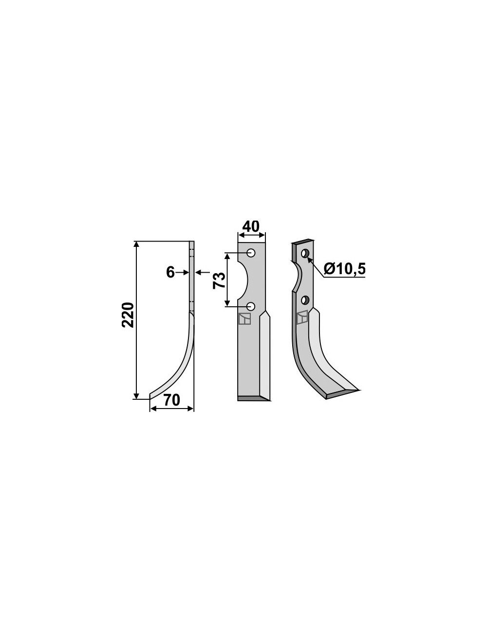 Couteau, modèle gauche