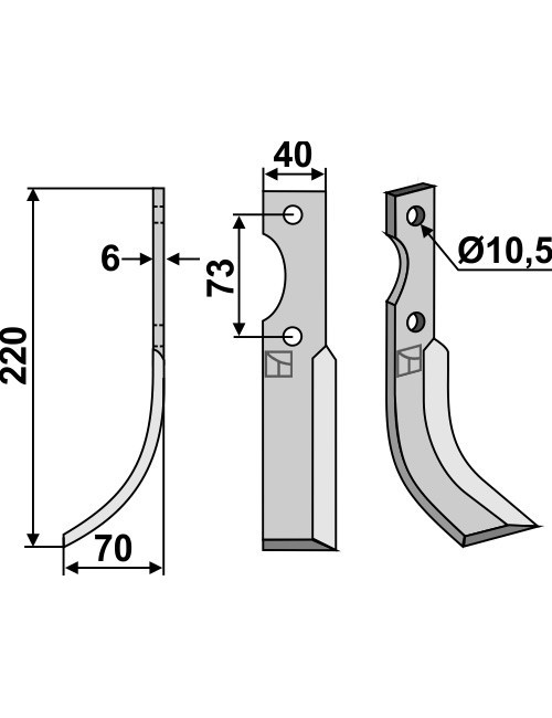 Couteau, modèle gauche