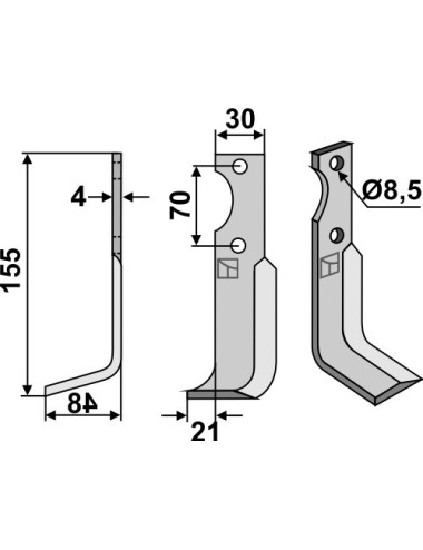 Couteau, modèle gauche