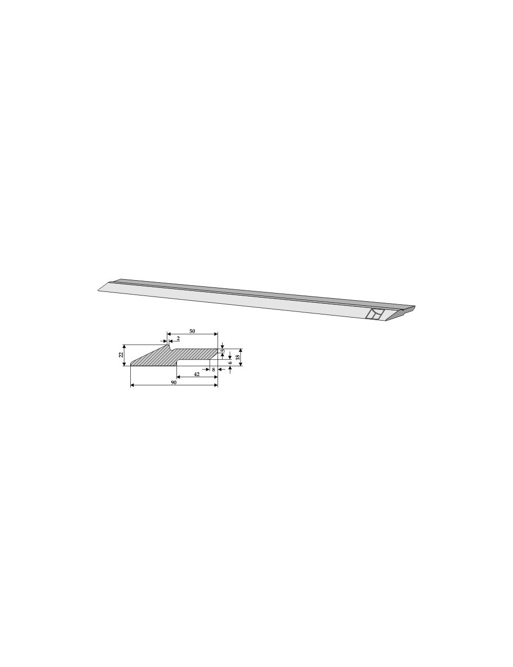 Lame d´usure 90 x 22 mm