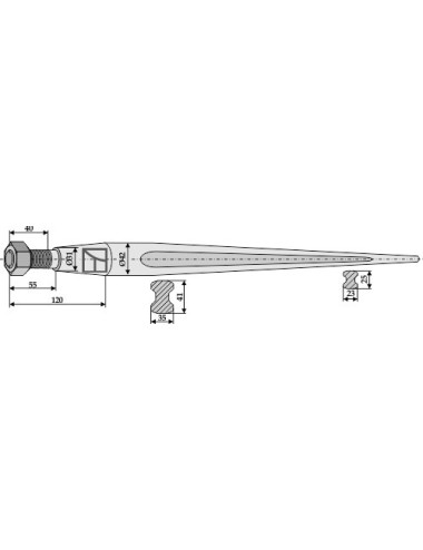 Dent épointée pour fourche à pierres 1200
